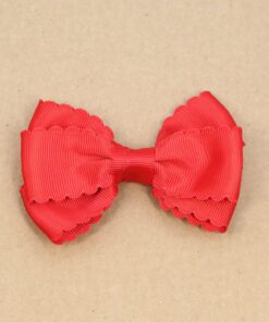 Grosgrain Scalloped Bow Hair Clip (Red)