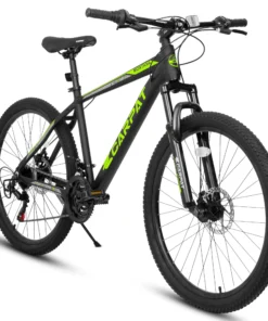 26" Mountain Bike for Adults, Lightweight Aluminum Frame,Shimano 21-Speed,Black+Green