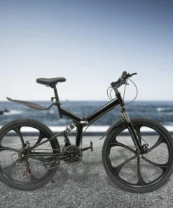 Loyalheartdy 26" Folding Mountain Bike 21 Speed Non-Slip Carbon Steel City Bike Disc Brake Road Rock Mountain Bike Black