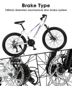 Raistyw 26" Mountain Bike for Women, Shimano 21 Speeds Mountain Bicycles for Women with Dual Disc Brakes and 100mm Front Suspension, White