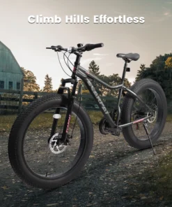 26 in. Gray Fat Tires Mountain Bike,Â 21-Speed