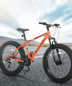 26" Fat Tire Bike for Adults, 21 Speed,High Carbon Steel Frame,Orange