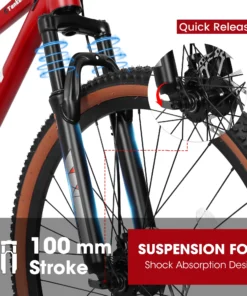 27.5 inch Bikes for Adults, 21 Speed Mountain Bike w/Disc Brakes, Commuter Bike, Trail Bike, City Bike for Men Women, Aluminium Frame, Suit for 5'4"-6'2", 85% assembled (Red)